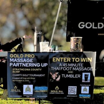 Gold Pro Massage & Strathcona County RCMP Support Dogs with Wings